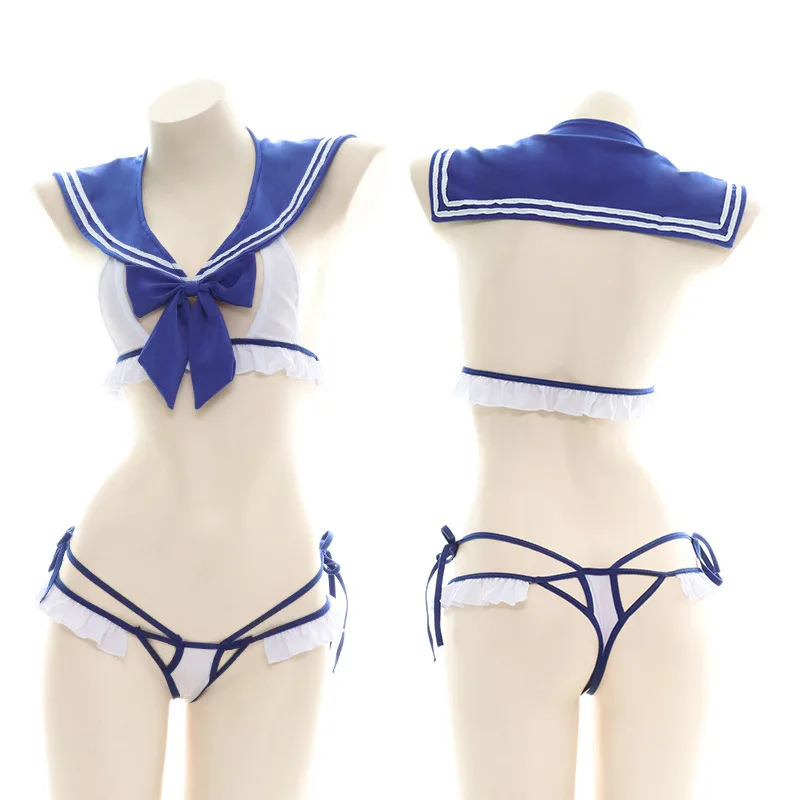 Anime Bow Sailor Suit roly Play Sexy ženy roztomilý trojbodový štýl pajamy Školské dievčatá Uniformné študentské oblečenie kostým kostým cosplay