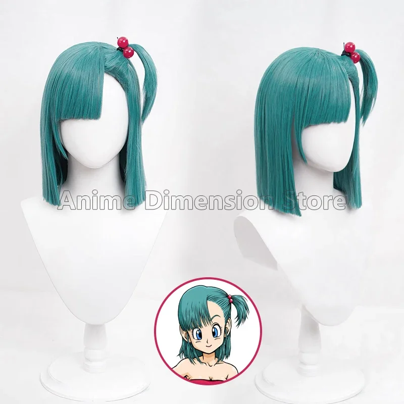 Anime Bulma Cosplay parochňa s vysokým teplotou drôtu modro-zelené krátke vlasy s parochňou čiapkou a vlasovým pásom SX7176
