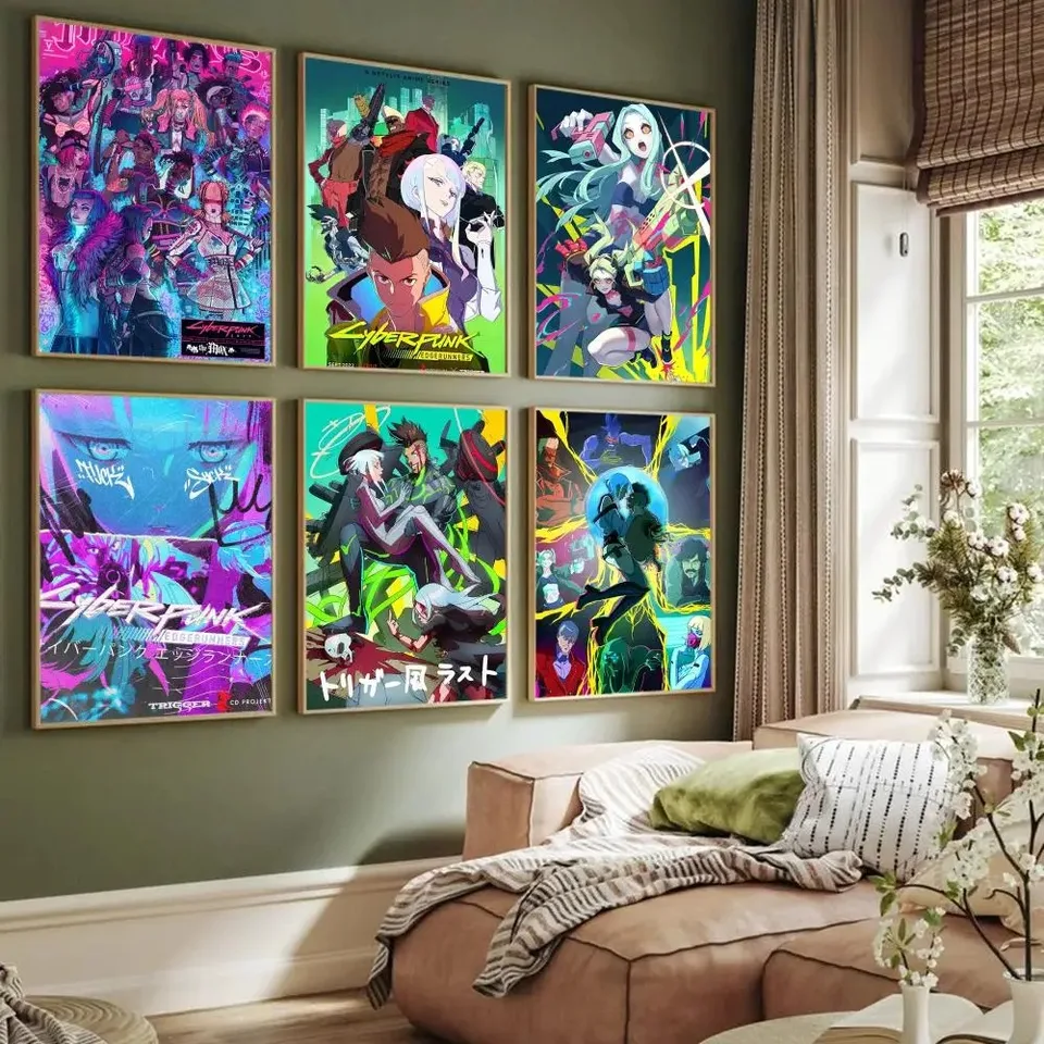 Anime c-cyberpunk e-Edgerunners kvalitné plátno Painting plagát výtlačky a plagáty vintage miestnosť bar bar