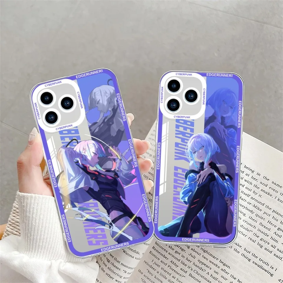 Anime C-CyberPunks E-Edgerunners Telefón pre iPhone 11 12 Mini 13 14 15Pro Max Transparent Shell