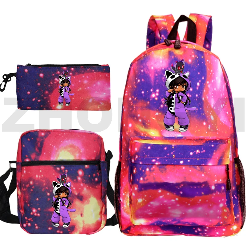 Anime Canvas Aphmau Batoh Teenager Veľká kapacita Školské tašky Študent zips batoh dievča ako mačka Rucksack Women 3 PCS/Set