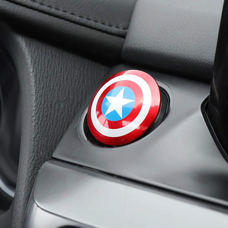 Anime Captain America Iron Man Car Motor Ignition Start Switch gombíkový kryt slepka na kryt