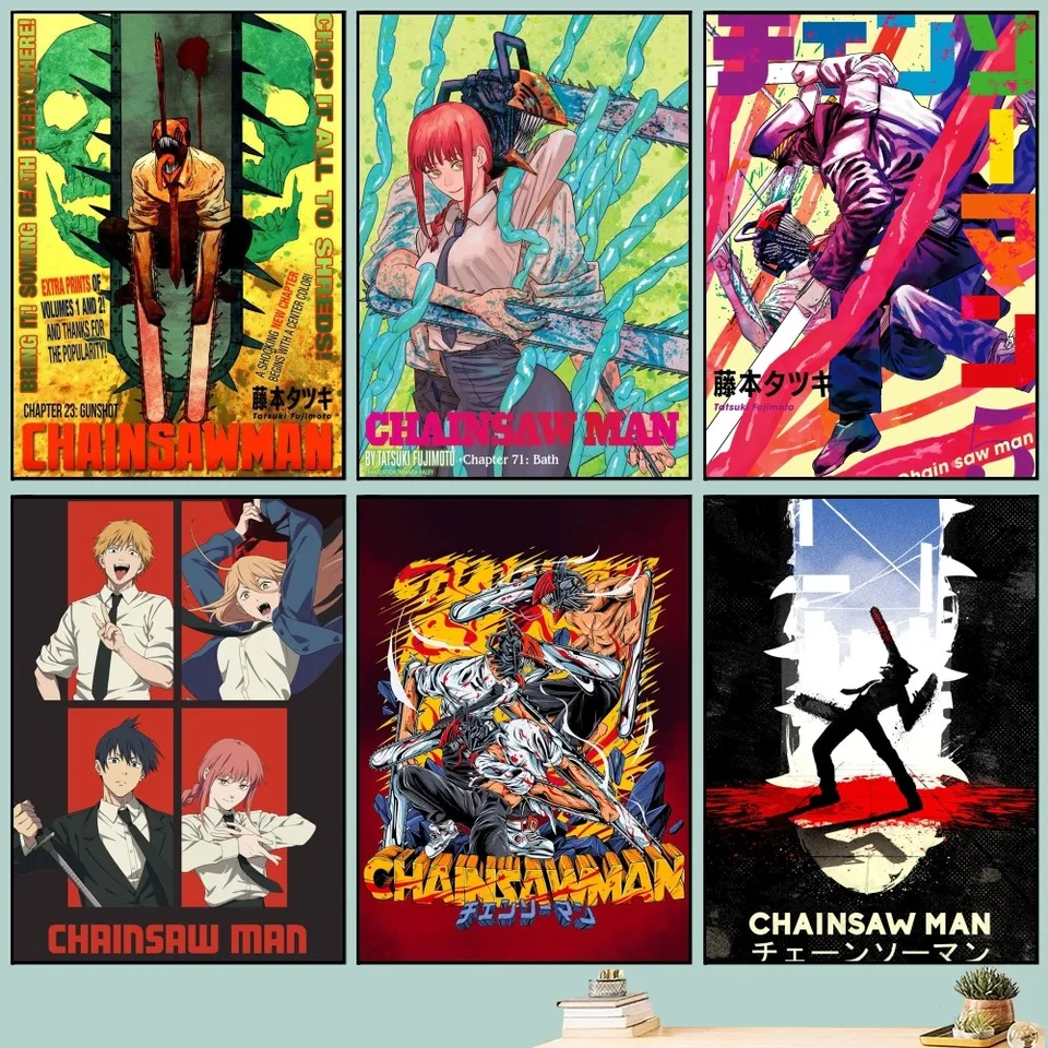 Anime Chainsaw Man plagát Art Art Self-Peting Art Malý plagát HD Kvalita plagátu nástenná maľba maľba študijná nástenná dekorácia