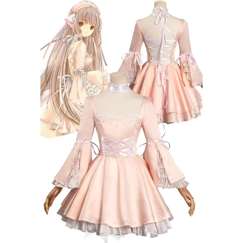 Anime chobits roleplay flasia rie Tanaka chi cosplay kostým ružové šaty halloween karnevalové maskovanie roly hranie fwtree222