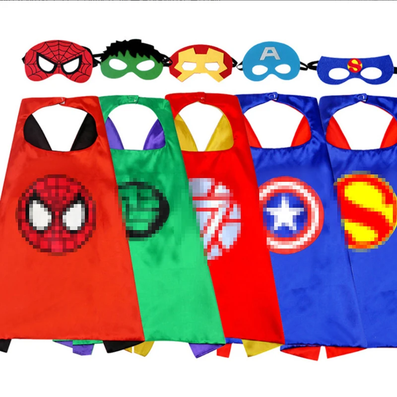 Anime Cosplay Capes Narodeniny Prítomný vianočný darček Halloween CLOAK Satin 70 cm detské deti hračka Batman Super Hero Ironman Party