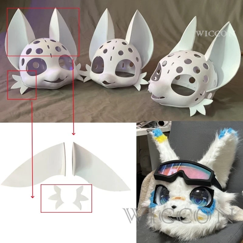 Anime cosplay chlpatá ušiak lebka lebka Kig roztomilé japonské zviera hlava cos cos beštia maska ​​kostým propags halloween ženy muž roleplay cos cos