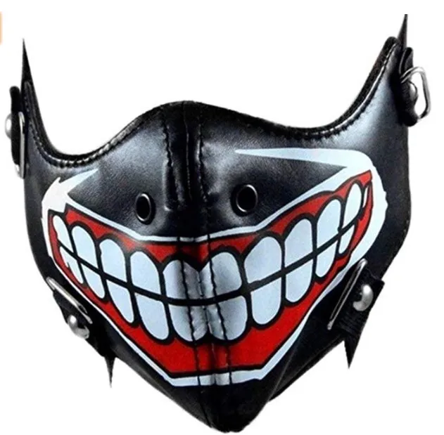Anime cosplay ghoul masky veľké zuby punk maska ​​punk syntetickú kožu kožu s vtipmi kožené masky Masky na motocykli Maska