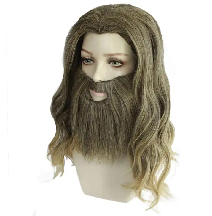 Anime cosplay parochňa fúzy tučný Thor Thor 45 cm Blondínka kučeravé tepelne odolné voči vlasom Parochňu
