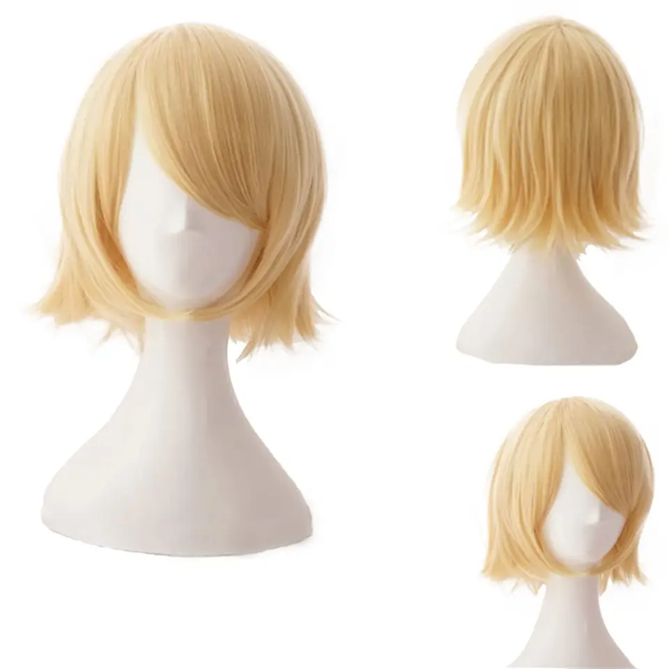 Anime cosplay parochňa s krátkym blondínky žltá Halloween Party parochne Rin Short Cospaly Party Cosume Parochne