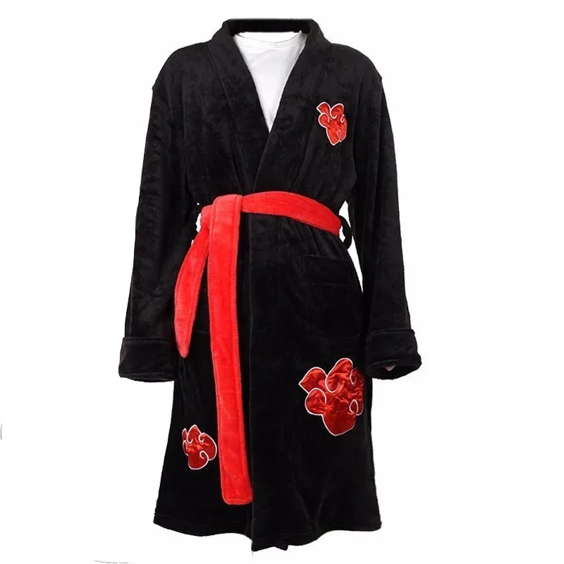 Anime cosplay župan Akatsuki flanel pyžamy dospelých unisex zimné mäkké fleece teplé nočné oblečenie spánok