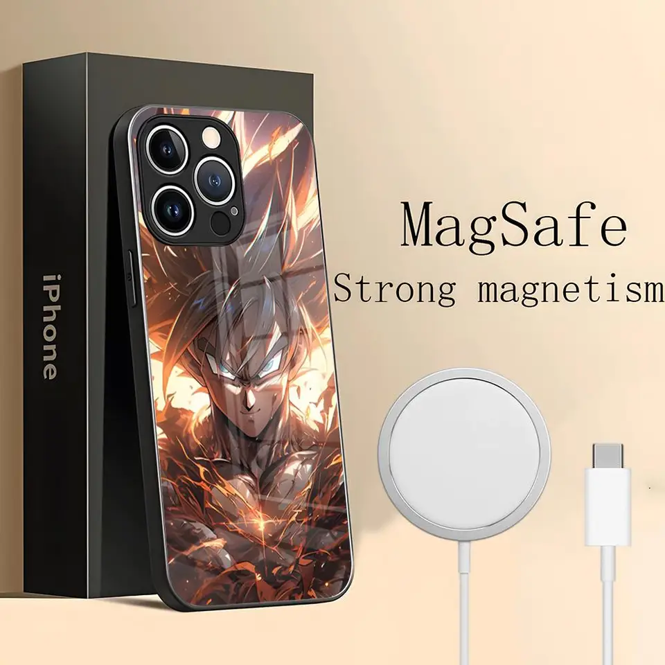 Anime D-D-Dragon Ball Son Goku Telefón pre iPhone 15 Pro Max 14 Plus 12 Mini 11 13 14 Pro Max Magsafe Wireless Glass Cov