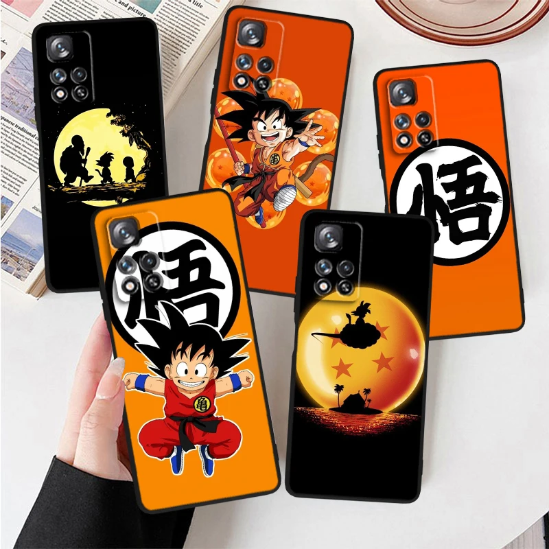 Anime D-Dragon Balls for Xiaomi Redmi Poznámka 12 12S Turbo 11 11T 11S 10s 9 8 8T 7 Pro Plus 5G Čierny kryt telefónu