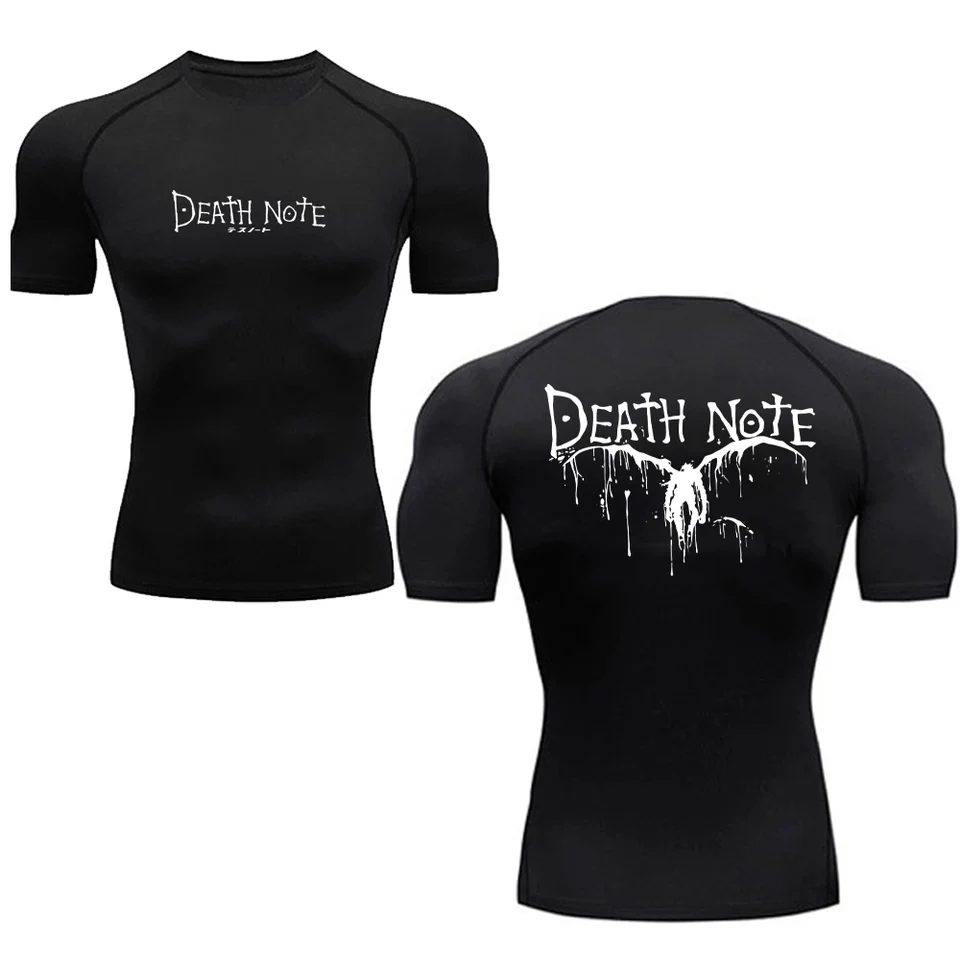 Anime Death Note Muži bežiace kompresné tričko Tričko s krátkym rukávom Sport Tees Gym Paneštoru Miklá košeľa mužského joggingu