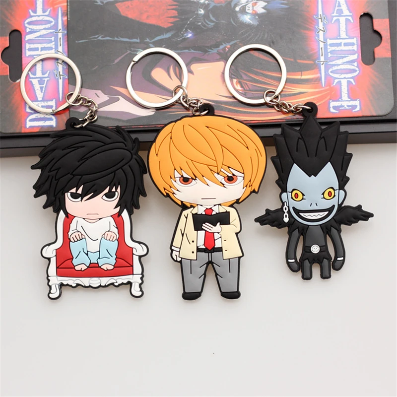 Anime Death Poznámka Yagami Light L Lawliet Ryuk Cosplay Soft PVC Keychains Príslušenstvo Vianoce darčeky