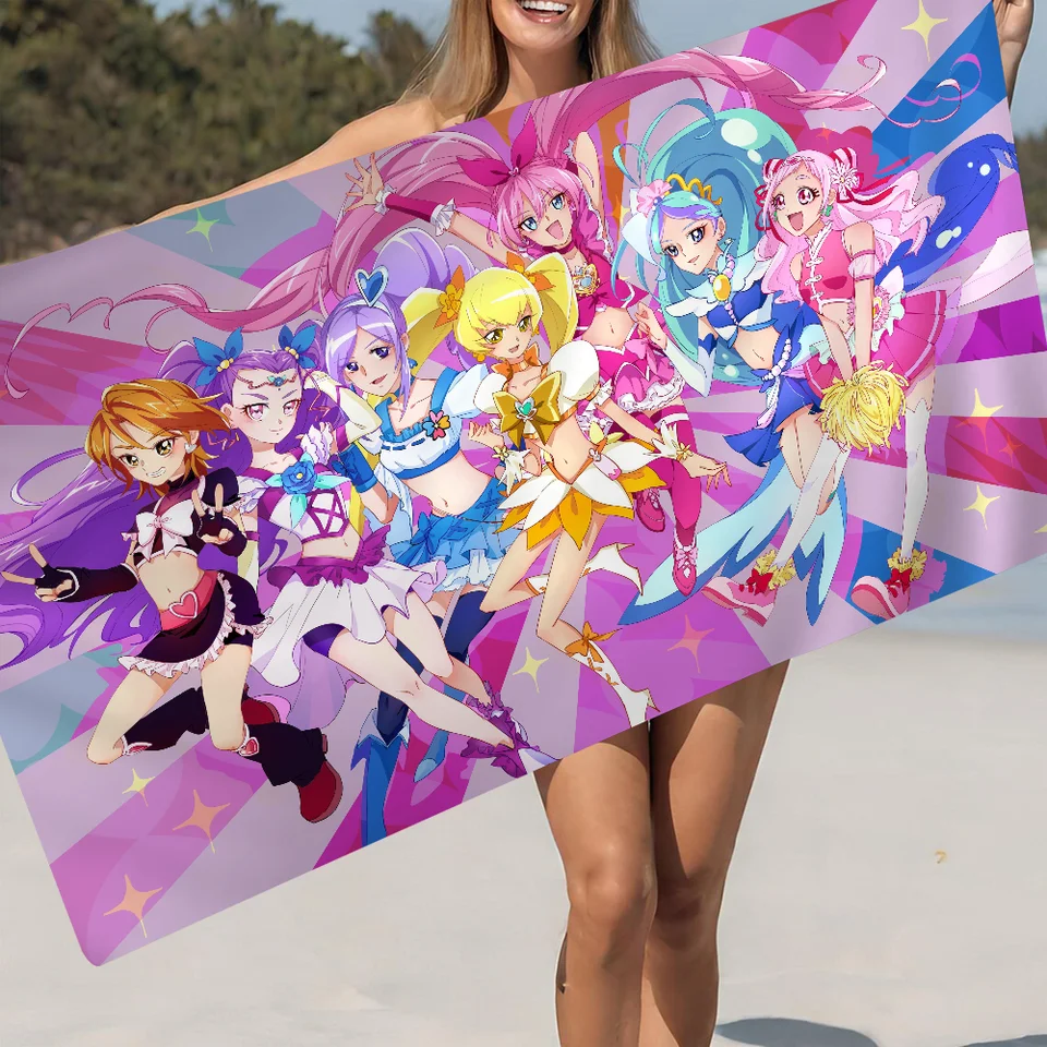 Anime Delicious Party Pretty Cure Beach Towel Uterová farebná kúpeľňa pre dievčatá mikrovlákn