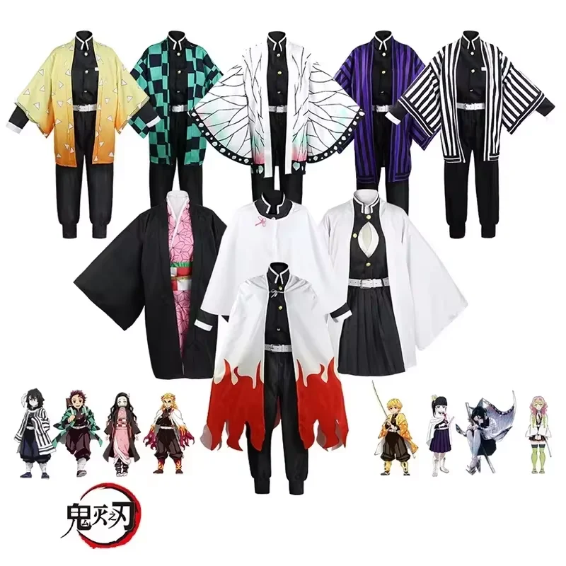 Anime Demon Slayer Kimetsu geen yaiba zenitsu giyu tanjirou kamamado nezuko cosplay vrouwen deti Mannen Kimono Uniform Party