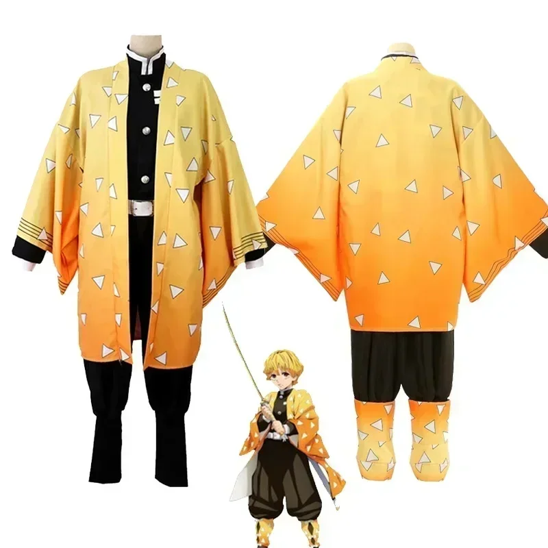 Anime Demon Slayer Kimetsu no yaiba agatsuma zenitsu kostým cosplay cosplay donna kimono uniforme halloween vianočné večierky oblečenie