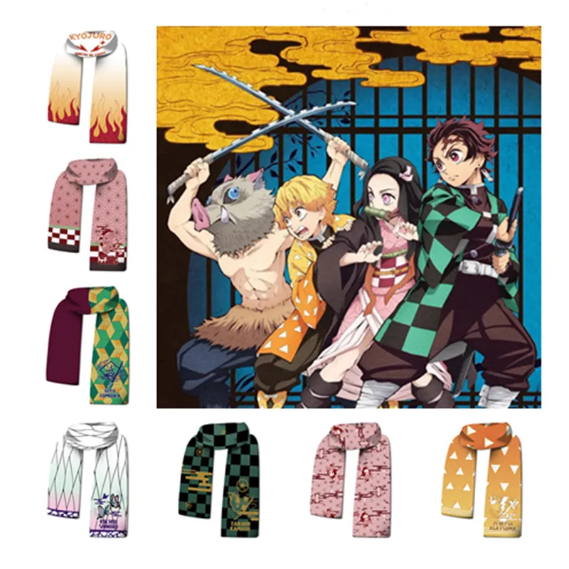 Anime Demon Slayer Kimetsu no Yaiba Kamado Tanjirou Nezuko teplé šatky cosplay cosplay rekvice karikatúry Šarfové plyšové doplnky Halloween