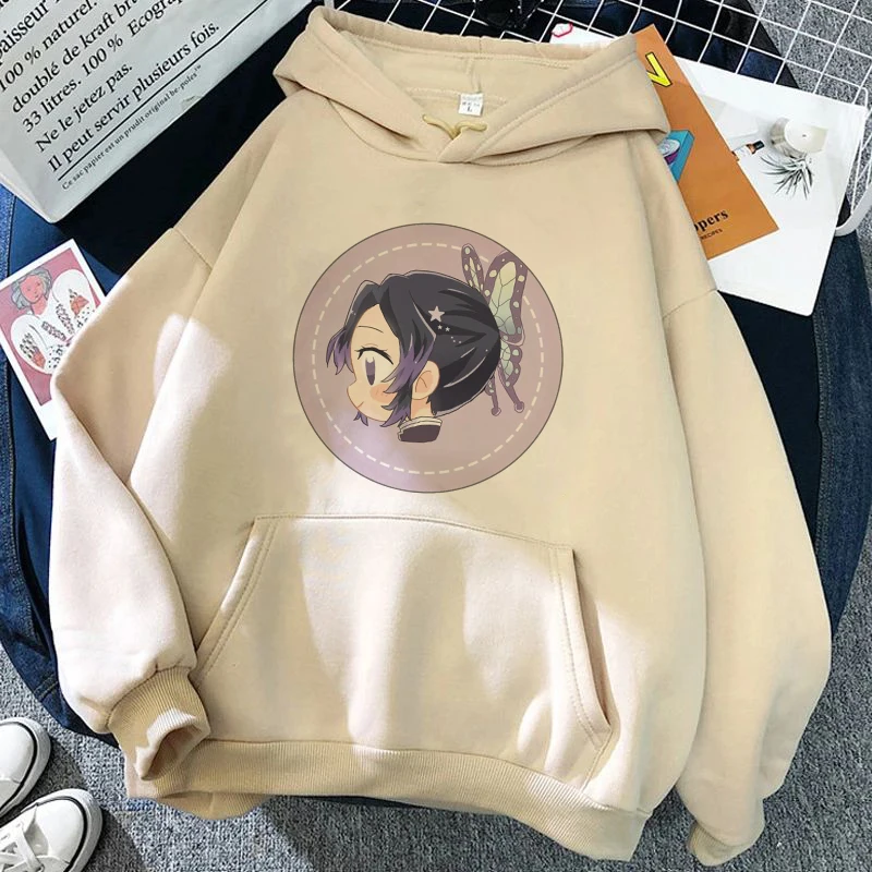 Anime Demon Slayer Kochou Shinobu Ženy Hoodie Casual Autumn Hoody Teplé vrcholy O-krk voľný ženský y2k pullover mikina mikina zima