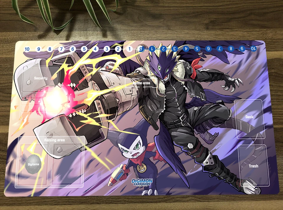Anime Digimon Playmat Beelzemon Dtcg CCG Mat Trading Card Game Mat Mouse Pad Anti-Slip Desk TCG Hering Play Mat & Card Zones