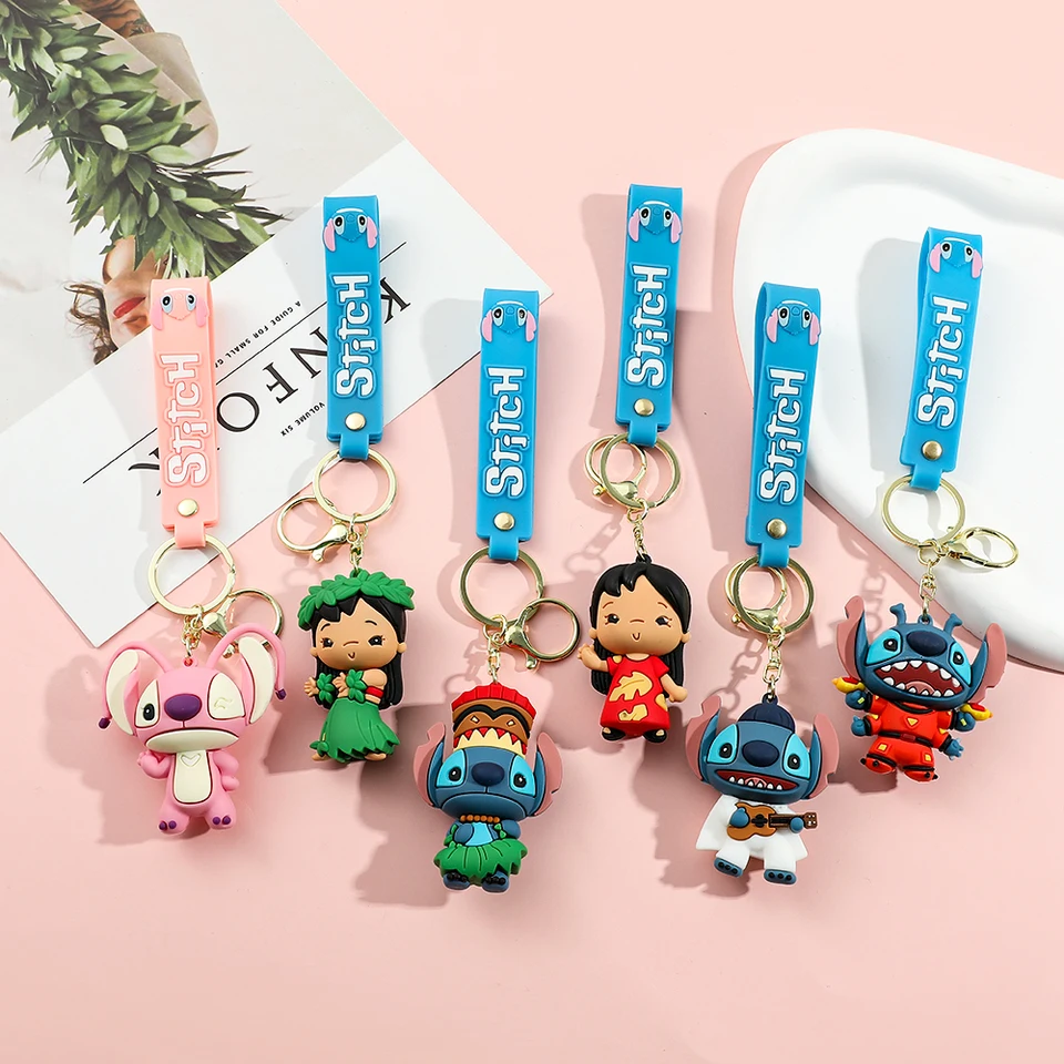 Anime Disney Keychain Nová pirátska séria Pirát Mickey Goofy & Stitch Doll Keychain Ozdoby automobil Prívesok pre deti