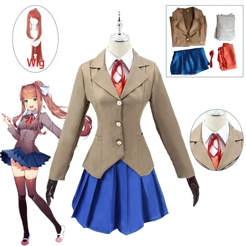 Anime Doki Doki Literature Club Monika Cosplay kostýmy Halloween kostýmy pre ženy