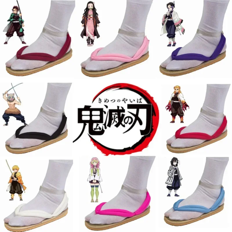 Anime dospelí deti deti cosplay klince topánky Démon Slayer Tanjirou Kamado Nezuko Zenitsu geta drevá