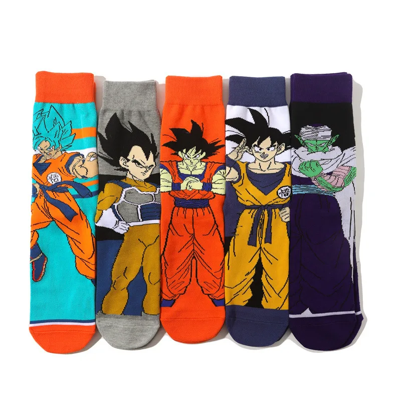 Anime Dragon Ball Cotton Sock Vegeta Son Goku Hip Hop Skateboard dlhá pančucha Jeseň Zimná zima Pohodlné teplé ponožky darček k narodeninám