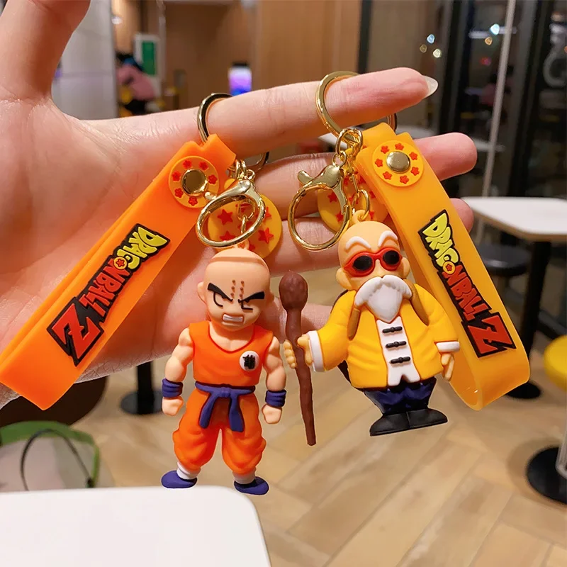 Anime Dragon Ball Z Key Chain Syn Goku Majin Buu Kuririn Master Roshi Piccolo Cartoon Keychain Doll Buck Car Klávesové darčeky 8 cm