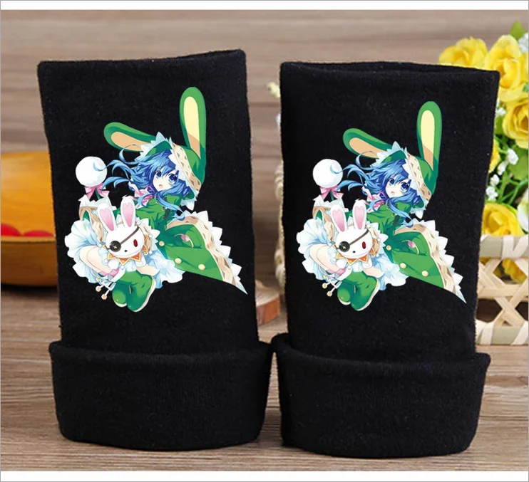 Anime dátum živé Yoshino bavlnené rukavice Čierne rukavice bez prstov pre Cosplay Accessories alebo Darčekové zbierky