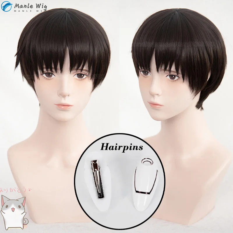 Anime eva cosplay ikari parochňa krátka čierna hnedá shinji parochňa muž Ikari shinji tepelne odolná voči vlasovým večierkom shinji ikari parochne + parochňa čiapka