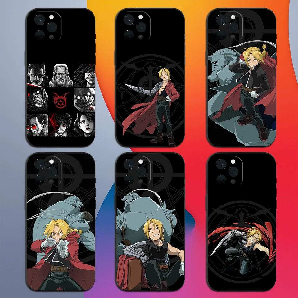 Anime f-fullmetal alchymistické puzdro pre iPhone 11 12 13 14 15 16 max pro plus soft shell