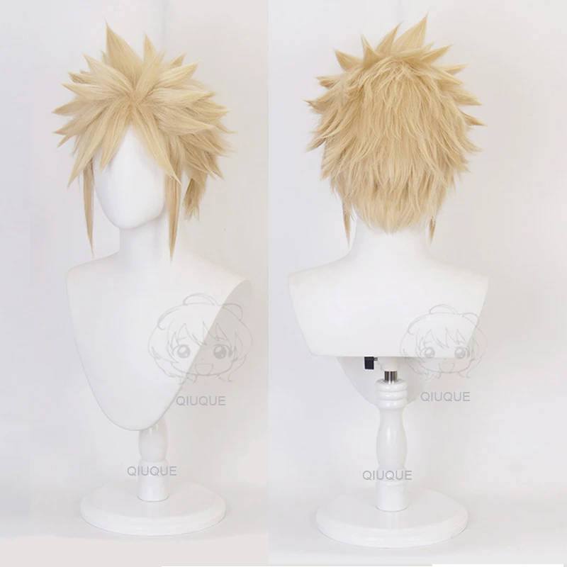 Anime Final Fantasy VII FF7 ​​Cloud Spife Linen Blonde Cosplay parochňu odolná voči tepelne Syntetické vlasové parochne + parochňa čiapka