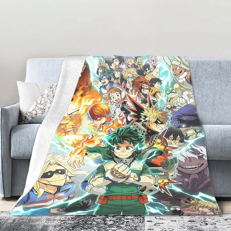 Anime fleece deka draový pohovka zima moja heroe akadémíka veľkosti Warm Bed Kemping kemping vlastné zdriemavé mäkké prikrývky na mikrovlákno