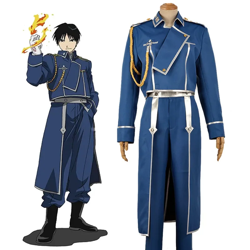 Anime Fullmetal ALCHEMIST COSPLAY ROY Mustang Kostýmy Vojenský uniformný oblek + nohavice + zástera