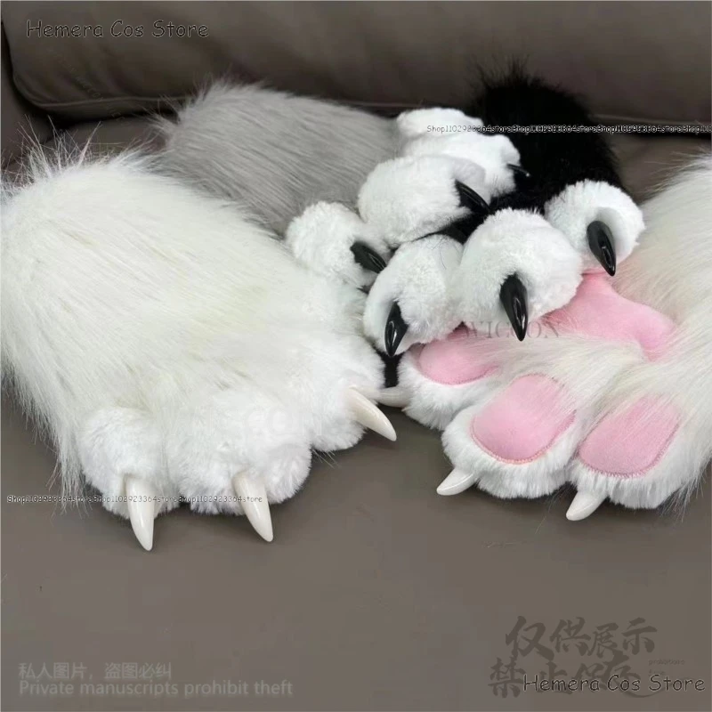 Anime fursit kigurumi cosplay chlpaté pazúry klince rukavice nositeľné chlpaté zvieracie labky cos mačka králiky líšky psie psie psov prispôsobené
