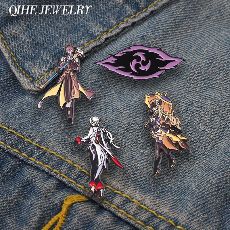 Anime Game Character Smalt Pins Custom Cartoon postava kovové brošne oblečenie batohový odznak odznak klenotníc