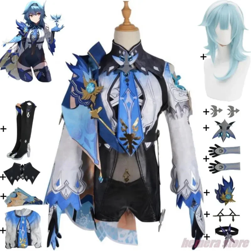 Anime Game Genshin Impact Eula Lawrence Cosplay kostým parochňové topánky Mondstadt Knights of Favonius Sexy Woman Uniform Hallowen