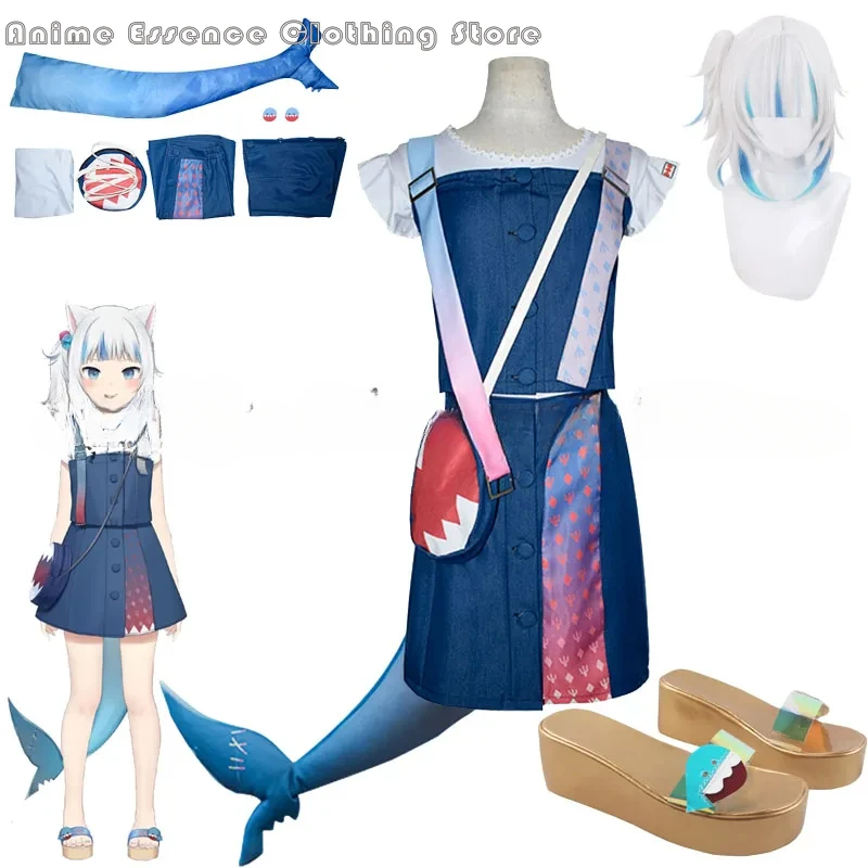 Anime Game Virtual YouTuber Gawr Gura Cosplay kostým Catshark Príležitostný outfit HoloLive Cosplay kostýmy parochňou Halloween obleky