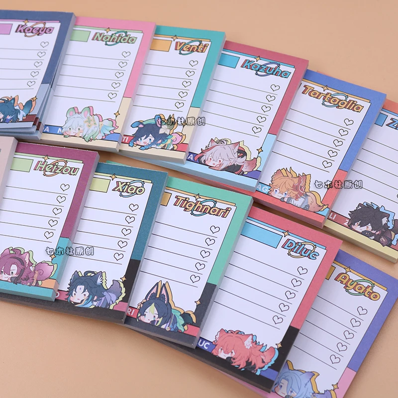 Anime Genshin Impact Venti Tighnari Kaedehara Kazuha Nahida Student Notebook Sticky Notes Label Label Pad Cosplay