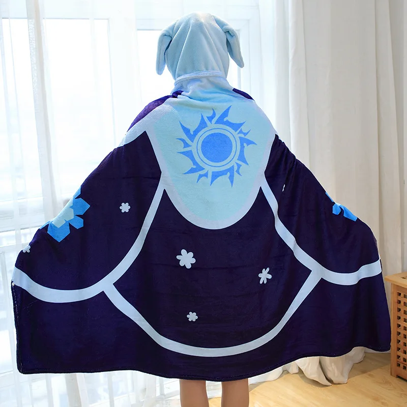 Anime genshin prikrývky darčeky hra genshin dopad cryo Abyss mág cosplay kostým flanel mäkký plášť CLOAK Tlačené prikrývky