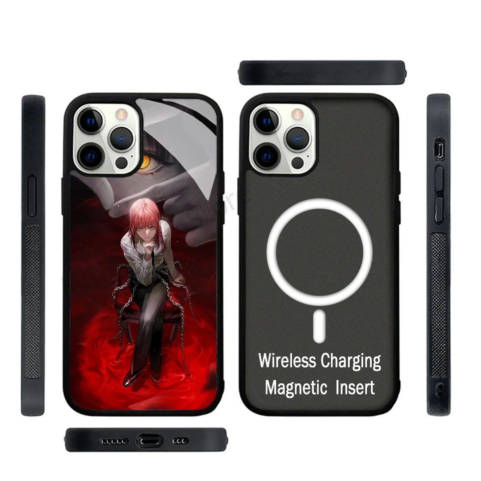 Anime Girl Makima Chainsaw Man Pase Strong Magnetic pre iPhone 15 14 13 Pro Max 11 12 Mini pre Magsafe