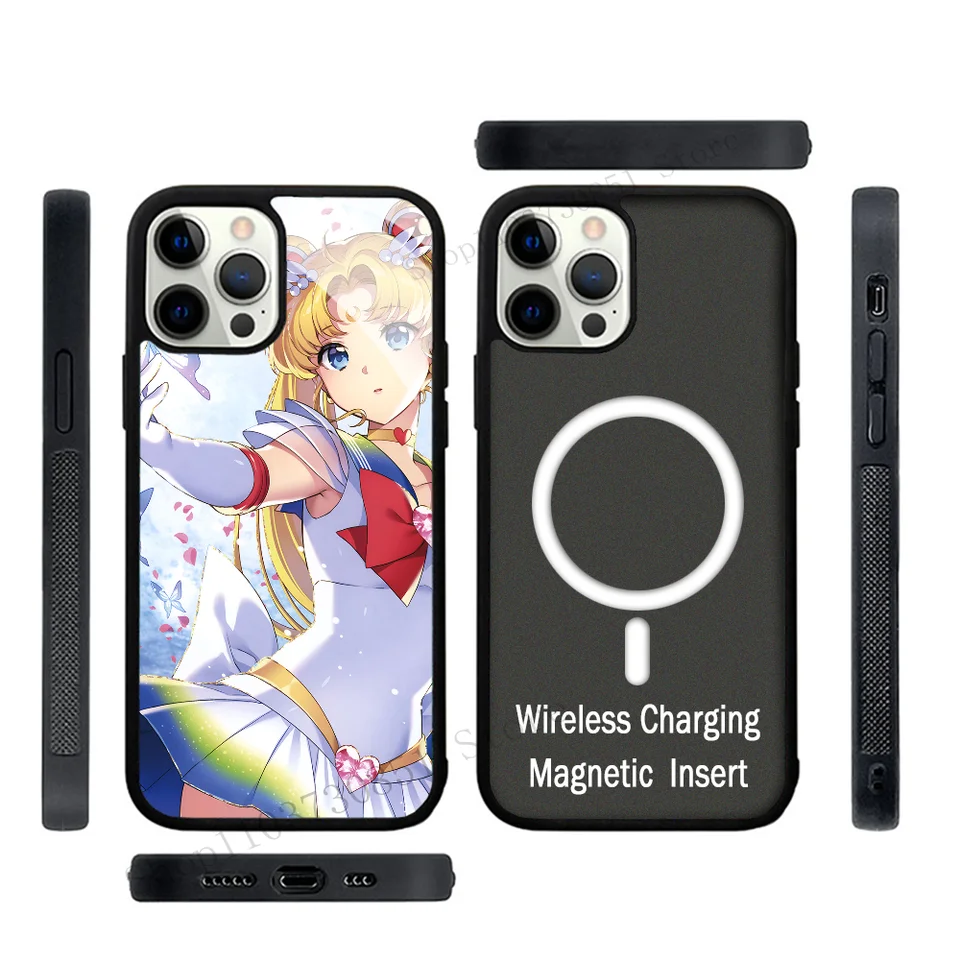 Anime Girl Sailor Moon Telefon Case Strong Magnetic pre iPhone 15 14 13 Pro Max 11 12 Mini Alex zrkadlo pre Magsafe