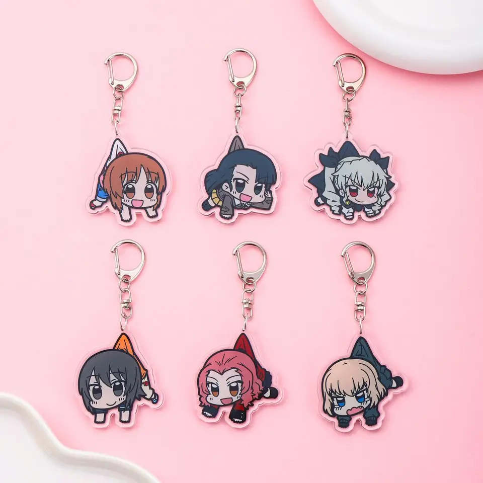 Anime Girls und Panzer Acrylic Keychain Accessary Cartoon Funny Bag Prívesok darček roztomilý kúzlo kúzla kľúče priatelia Fanúšikovia darčeky