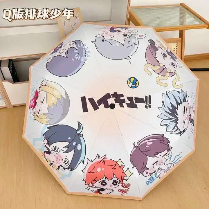 Anime haikyuu !! Q verzie cosplay tak slnečné a daždivé plne-automatické vinylové dáždnik UV bumbershoot