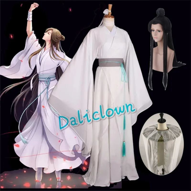 Anime Heaven Oficiálne požehnanie xie lian cosplay kniežatský kostým tian guan ci fu cosplay xiellian parochňa bambus klobúk prop biely hanfu