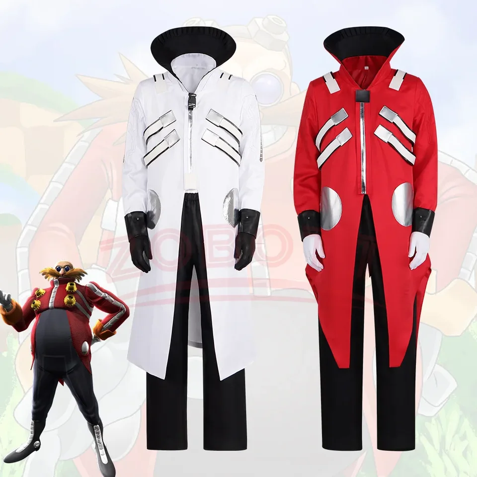Anime Hedgehog 2 Dr. Eggman Cosplay bunda Pants Costume Men Ivo Robotnik Trench Uniforma Rukavice Halloween Party oblečenie pre človeka