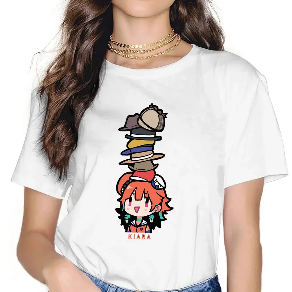 Anime Hlololive Kiara Tshirt Grafické ženy vrcholy Vintage Grunge Fiber Harajuku Polyester Tieň