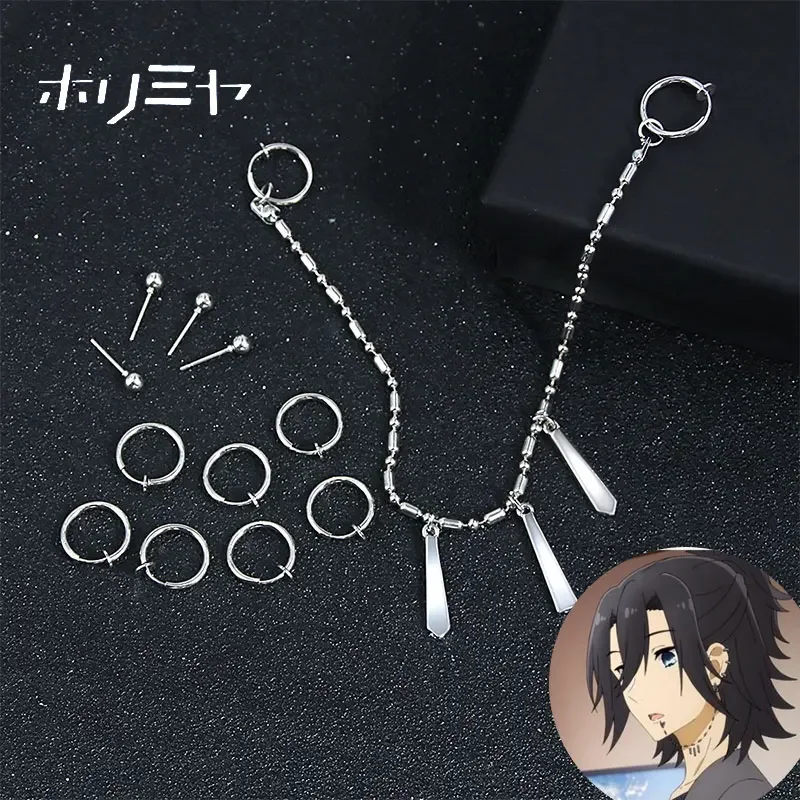 Anime horimiya miyamura izumi náušnice pery piercingová retiazka z nehrdzavejúcej ocele Punk šperky Cosplay kostým pre mužov pre mužov