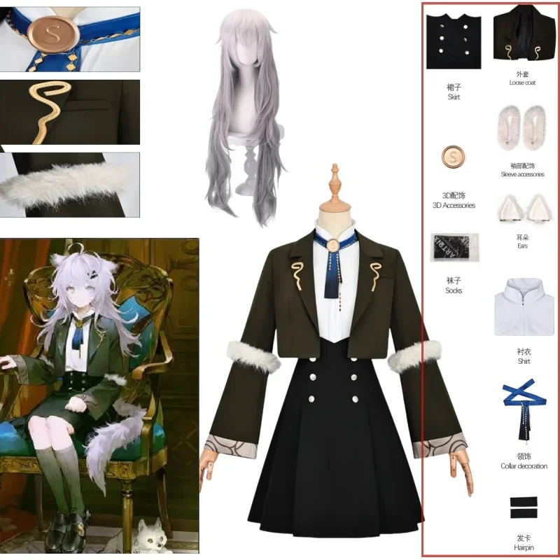 Anime hra Arknights Operátor Lappland Cosplay kostým detský kabát sukňa Uniforma plná sada parochňa žena roztomilý vianočný oblek